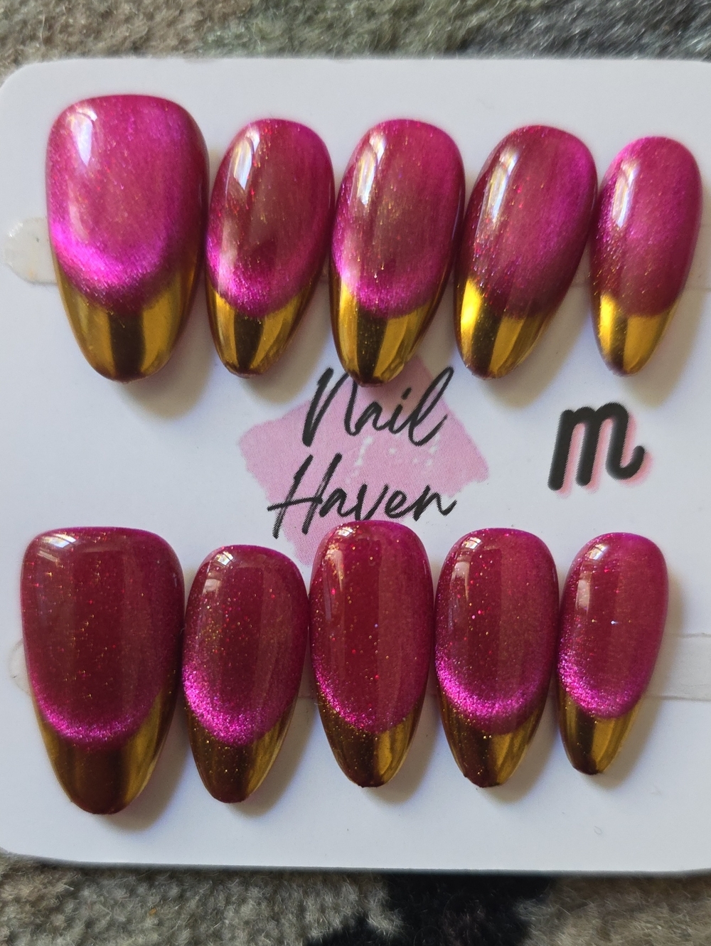 Pink & Gold Press-On Nail Set Size Med